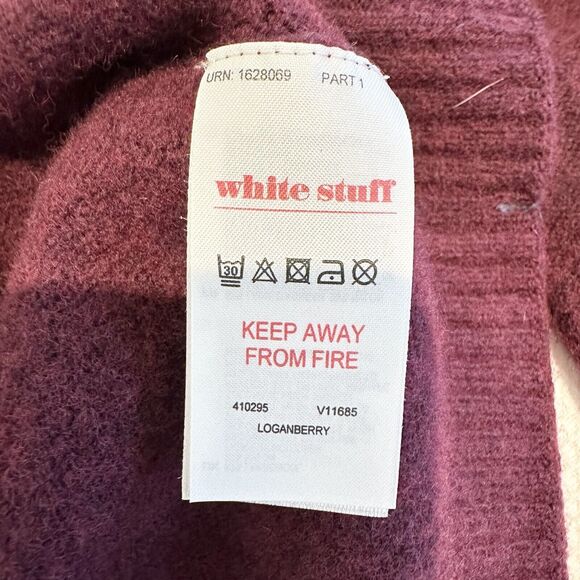 White Stuff Sweater Women's Large Red Burgundy Laundered Classics Lambs Wool - Picture 10 of 14